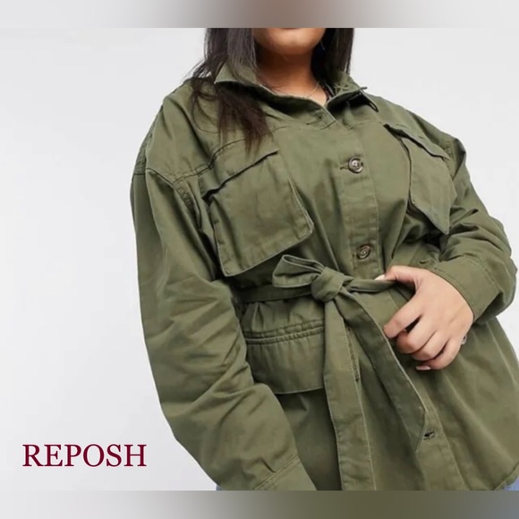 Brave Soul Jackets & Blazers - HOST PICK ✨ BRAVE SOUL 'Aiko' Khaki Green Military Belted Shirt Jacket AU 20-22